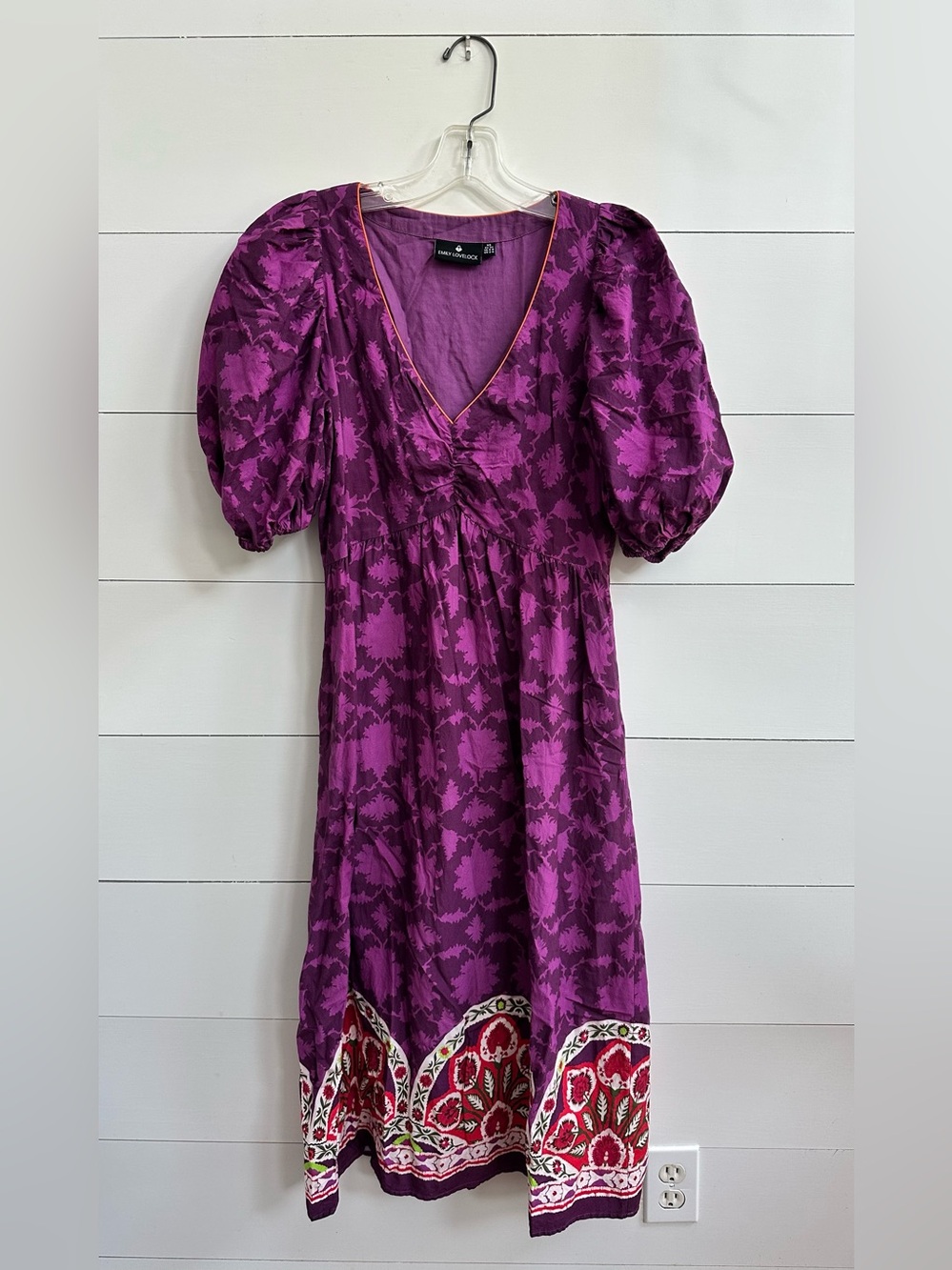 Emily Lovelock Purple Floral Midi Dress